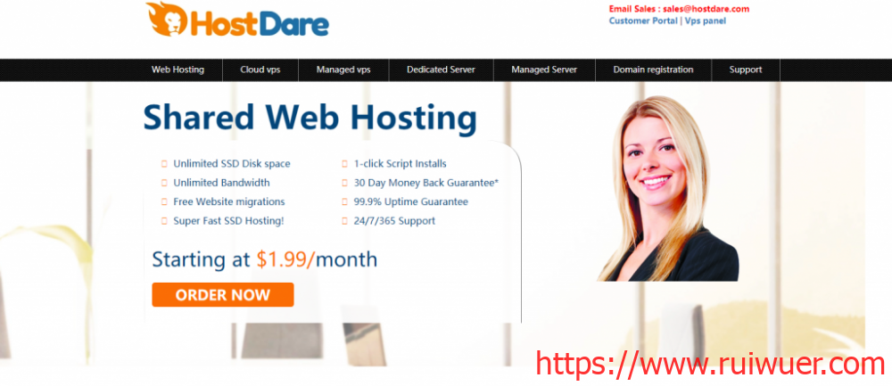 #稳定#HostDare:1核/756M内存/150G硬盘/600G流量/50Mbps/CN2 GIA线路/年付$66.99-瑞吾尔