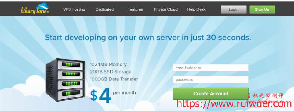 binarylane:$4/月/1GB/20GB SSD空间/1TB流量/KVM/澳大利亚-瑞吾尔