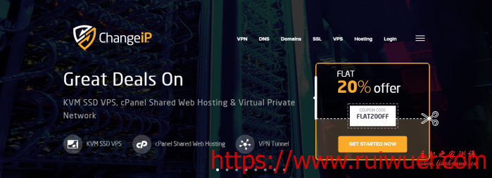 ChangeIP:洛杉矶鲨鱼KVM VPS,100Mbps不限流量,免费20Gbps DDOS,8折优惠,256MB内存,年付19美金-瑞吾尔
