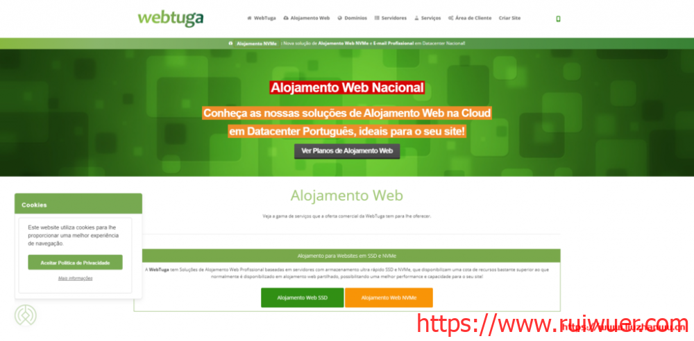WebTuga:葡萄牙里斯本不限流量VPS,1核2G内存50G SSD硬盘1Gbps带宽€14.99/月-瑞吾尔