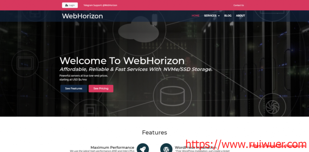 WebHorizon:$18/年/512MB内存/10GB NVMe空间/500GB流量/1Gbps端口/OpenVZ/新加坡;原生IP,解锁Netflix-瑞吾尔