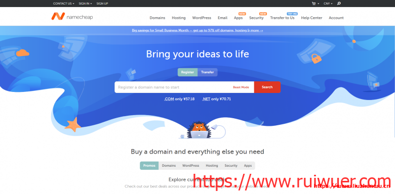 NameCheap:域名优惠新注册 .COM 域名仅需 $5.98 美金-瑞吾尔