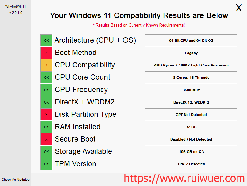 Windows11升级检测工具开源版【可查看不能升级原因】-瑞吾尔