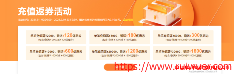 阿里云2021金秋上云季充值返券,最高返1800元优惠券-瑞吾尔