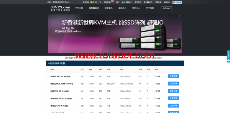 80VPS:香港/日本服务器优惠180元仅420元/首月,E5/16G/1TB/20M带宽(含CN2)-瑞吾尔