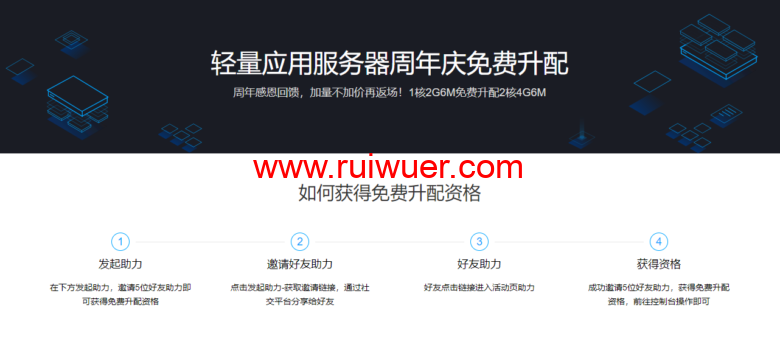 腾讯云,免费升配活动,可将180元/3年的1核2G6M的云服务器免费升配至2核4G6M-瑞吾尔
