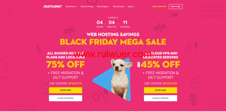 #黑五#fastcomet:全线产品优惠,共享主机最高享75%折扣,vps/专用服务器享45%折扣,仅此一天-瑞吾尔