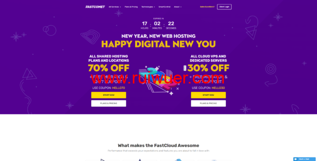 FastComet:新年促销,虚拟主机高达70%优惠,VPS和专用服务器3折-瑞吾尔
