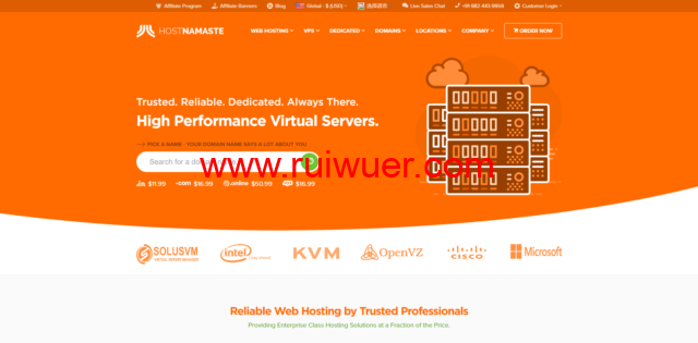hostnamaste:美国vps/法国vps/加拿大vps,1核/1G内存/30G硬盘/1TB流量,20美元/年-瑞吾尔