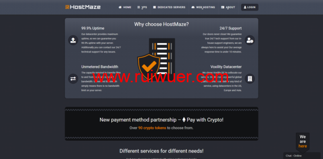 HostMaze:罗马尼亚VPS,2核/256M内存/15G SSD/不限流量/1Gbps带宽,18欧元/年,免费每日备份/无限流量/1Gbps带宽/免费DDoS防御-瑞吾尔