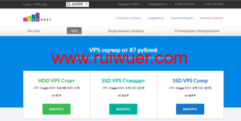 justhost.ru:莫斯科机房VPS,简单测评-瑞吾尔