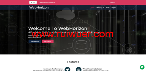 #补货#WebHorizon:香港NAT VPS,1核/256M内存/4GB NVMe硬盘/500G流量/1Gbps端口,$14/2年-瑞吾尔
