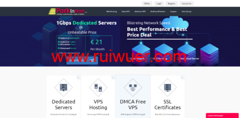 Parkinhost:俄罗斯抗投诉VPS,八折促销,2核/1G内存/50G HDD硬盘/不限流量/200Mbps带宽,€9/月,年付€86,无视DMCA,-瑞吾尔