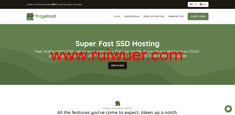 FrogeHost:充值送30%现金,最高赠$90,首购11%折扣,3核/2G内存/70GB SSD硬盘/2TB流量/1Gbps带宽,$57.00/月,提供DirectAdmin面板授权,免费每日备份-瑞吾尔
