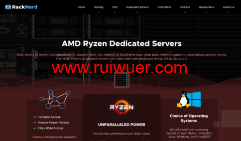 RackNerd:美国AMD Ryzen专用服务器$186.15/月起,160TB存储服务器$389/月,8C站群服务器$194.65/月-瑞吾尔