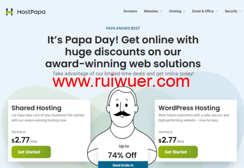 HostPapa:老牌主机商,wordpress和外贸主机推荐,最高74%优惠,低至$2.55/月-瑞吾尔