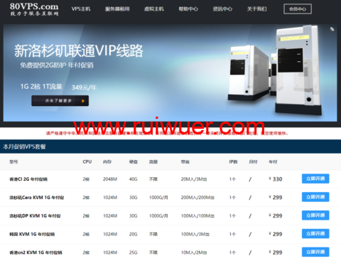 80VPS:日本/香港VPS年付299元起,洛杉矶VPS年付199元起,美国/香港/日本/韩国站群服务器,750元/月起-瑞吾尔