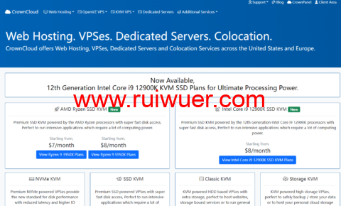 CrownCloud:美国vps,洛杉矶QN机房,AMD Ryzen 9 3950X系列vps,$7/月起,AMD Ryzen 9 5950X 系列vps,$8/月起-瑞吾尔