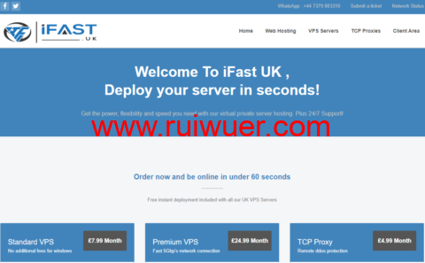 ifast.uk:英国vps,首月5折优惠,1核/1G内存/30G SSD硬盘/1TB流量/2Gbps带宽,£3.99/月起-瑞吾尔