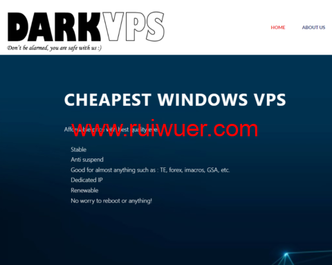 DarkVPS:便宜windows vps,加拿大机房,1核/1GB内存/30GB SSD硬盘/不限流量/100Mbps带宽,$4/月起-瑞吾尔