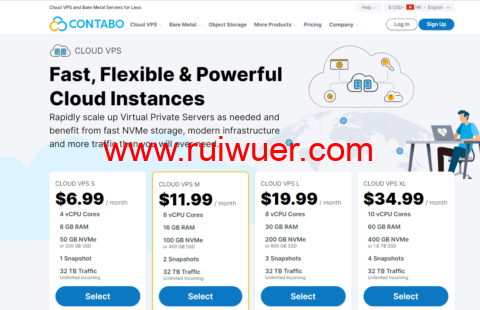 Contabo：2022年夏季促销，德国、美国和英国机房免设置费，高配国外VPS，月付€4.99起-瑞吾尔