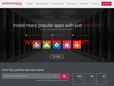 Webhosting24:1核@AMD Ryzen 3900/512MB内存/7GB NVMe硬盘/250GB流量/1Gbps带宽,€15/年起,可选日本东京/新加坡机房-瑞吾尔