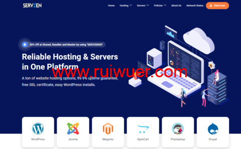 Servzen：法国vps，1核/2G内存/30GB SSD硬盘/10TB流量/1Gbps带宽，$3.5/月起-瑞吾尔