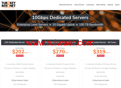 TurnkeyInternet:美国独立服务器,2*X5650/32G内存/240GB SSD/100TB流量/10Gbps带宽,$202/月起,30天退款保证-瑞吾尔