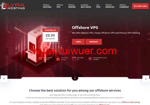 Lyrahosting:荷兰离岸VPS,1核1G内存 20GB SSD,1Gbps不限流量,€8.99 /月起-瑞吾尔