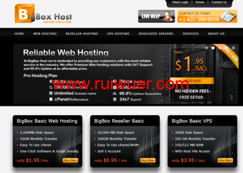 BigBoxHost:美国便宜vps,北卡机房,1核/256M被查/20G硬盘/200G流量/1Gbps带宽,$2.95/月起,另可选印度/加拿大/德国/英国机房-瑞吾尔