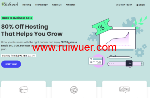 SiteGround：限时特卖，WordPress主机，外贸主机推荐，月付$2.99起-瑞吾尔