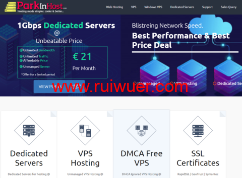 #抗投诉#ParkinHost:俄罗斯VPS,无视DMCA,1核/512M内存/50G HDD/不限流量/200Mbps带宽,€6/月,年付€57.6-瑞吾尔