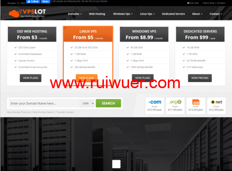 VpsLot:美国和欧洲windows vps,3核/3G内存/40G SSD/300 GB流量/1Gbps带宽,$14.99/月起-瑞吾尔