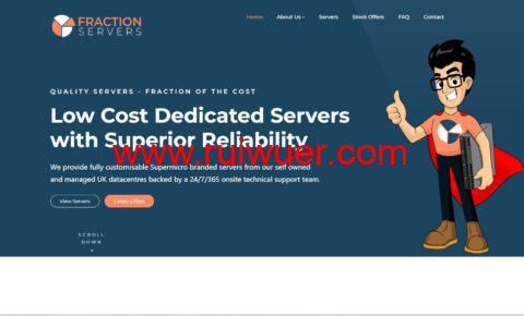 Fraction Servers:英国独立服务器,E3-1230/32GB内存/1TB SSD硬盘/20TB流量/1Gbps带宽,£29/月起-瑞吾尔