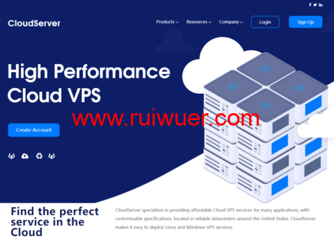 CloudServer：美国洛杉矶和纽约机房特价vps，1核/4GB内存/30GB NVMe/5TB流量/10Gbps带宽，$12/季起-瑞吾尔