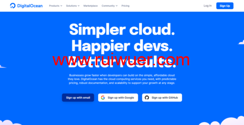 DigitalOcean:注册充值10美元送100美元,1核/512M内存/10GB SSD硬盘/500GB流量/1Gbps带宽,$4/月,高性能vps,$7/月起,八机房可选-瑞吾尔