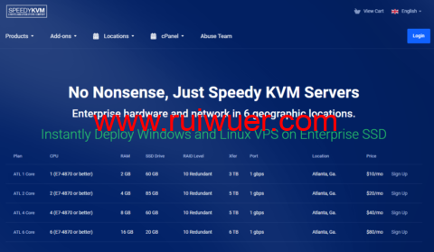 #黑五#SpeedyKVM:美国vps,1核/2GB内存/60GB SSD/3TB流量/1Gbps带宽,$7/月起,可选洛杉矶/西雅图/达拉斯等机房-瑞吾尔
