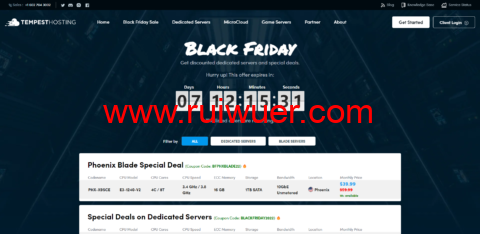 #黑五#Tempest Hosting:便宜独立服务器,E3-1240-V2/16GB内存/2TB硬盘/DDOS/不限流量/10Gbps带宽,$39/月起,可选凤凰城/日本/新加坡/洛杉矶等机房-瑞吾尔