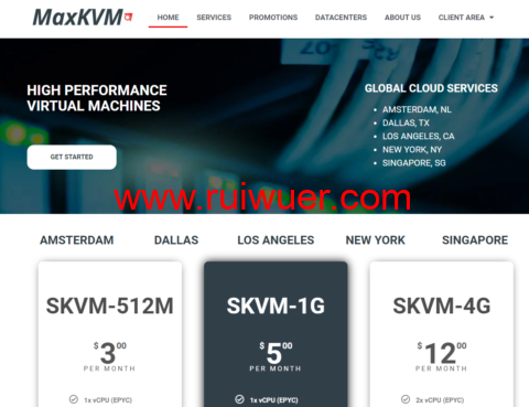 #黑五#MaxKVM: 1核/1GB内存/30GB NVMe/1TB流量/10Gbp带宽,$1.56/月起,可选新加坡/洛杉矶/达拉斯/纽约/荷兰等机房-瑞吾尔