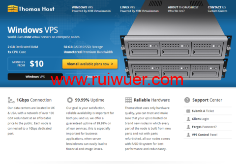 ThomasHost:美国和欧洲vps,1核/2GB内存/50GB NVMe/不限流量/1Gbps带宽,$5/月,可选纽约/达拉斯/欧洲等机房-瑞吾尔