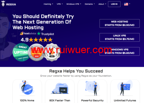 REGXA:全场VPS/共享主机,5折优惠,1核/1G内存/15gNVMe/1Gbps带宽,$2.5/月起,可选windows-瑞吾尔