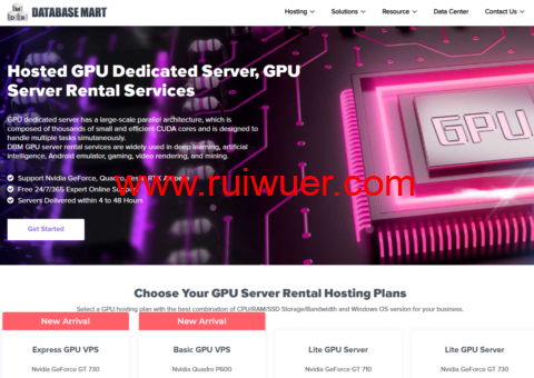 Database Mart：美国全新GPU VPS上线，GT 730/Quadro P600等型号，折扣促销，$21/月起-瑞吾尔