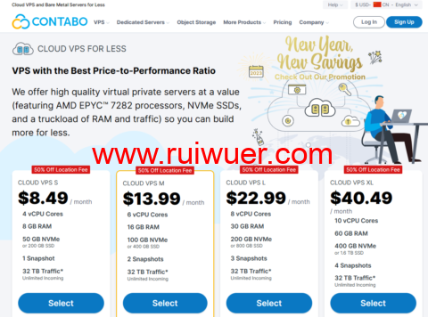 contabo:上线日本AMD EPYC VPS,限时免安装费,4核/8G/400GSSD/32T流量,200Mbps-1Gbps带宽,$8.49/月起-瑞吾尔