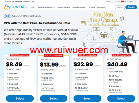 contabo：上线日本AMD EPYC VPS，限时免安装费，4核/8G/400GSSD/32T流量，200Mbps-1Gbps带宽，$8.49/月起-瑞吾尔