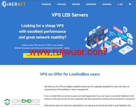 GINERNET:西班牙VPS,1核/1GB/10G NVMe/1TB流量/10Gbps带宽,€19.95/年-瑞吾尔