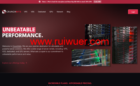 Crunchbits:斯波坎vps,2核/7GB/400GB SSD/20TB流量/2.5Gbps带宽,$7/月-瑞吾尔