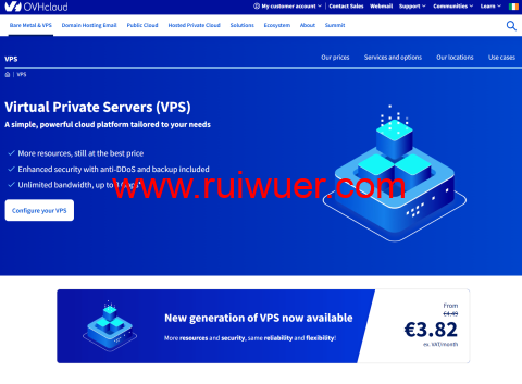 OVHcloud：4核/8GB/75GB NVMe/400M不限流量，€4.49/月，可选英国/法国/德国/加拿大/新加坡等机房-瑞吾尔