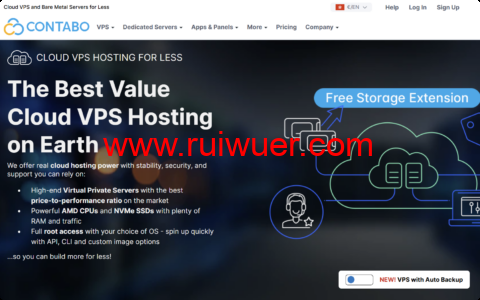 Contabo：限时硬盘翻倍活动，德国AMD EPYC高配VPS，4核/8G内存/300G SSD/不限流量/200M带宽，€4.5/月起-瑞吾尔