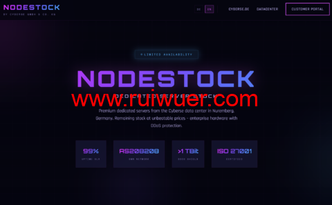 nodestock:德国独立服务器,AMD Ryzen 7 2700X/32GB内存/960GB NVMe硬盘/50TB流量/1Gbsp端口,€59/月-瑞吾尔