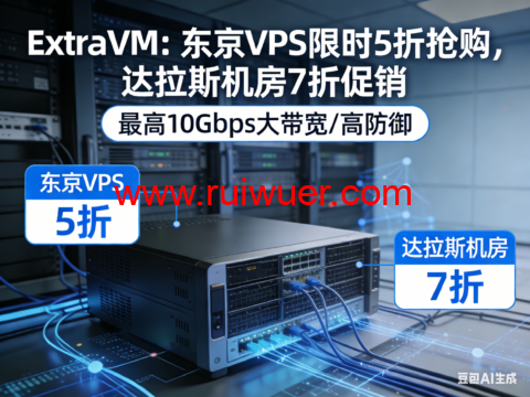ExtraVM 限时大促：东京 VPS 5 折疯抢｜达拉斯 7 折，最高 10Gbps 大带宽高防-瑞吾尔